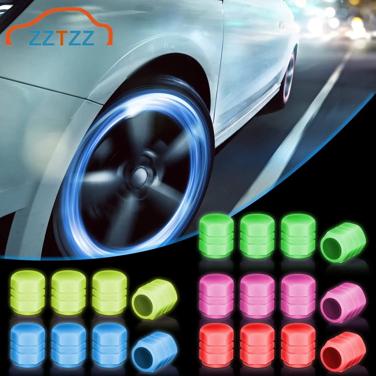 Glow in The Dark Tire Valve Caps - Auto Glamor